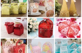 纸品激光镂空机雕刻喜糖盒、立体贺卡最新样品